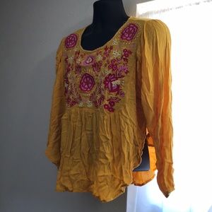 Altar’d State Long Sleeve Embroidered “Self” Top Size Medium